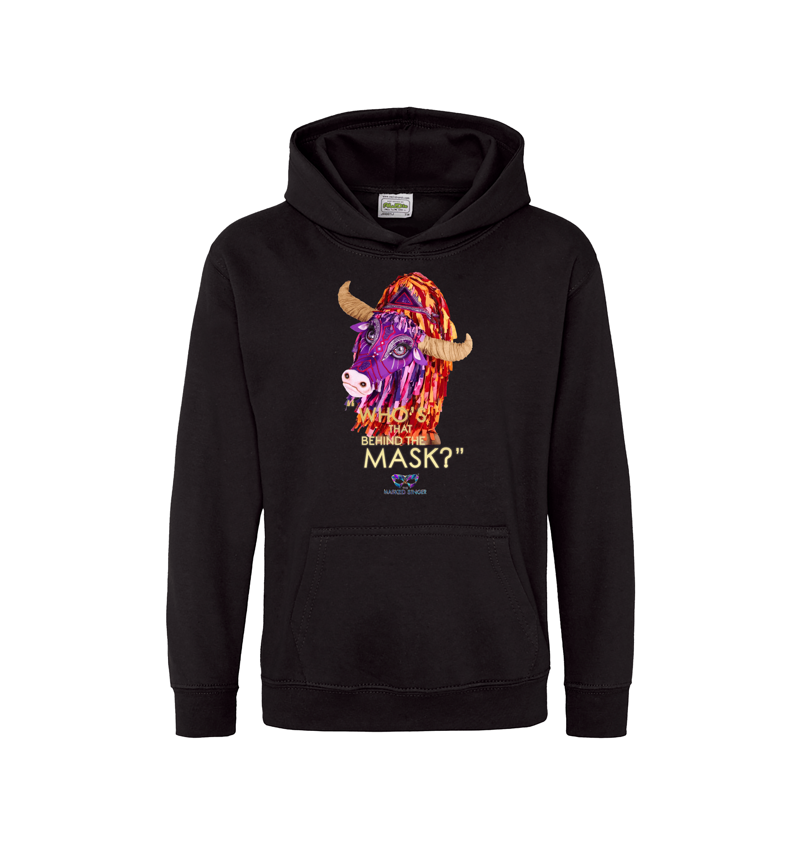 Jet Black Printed Kids Hoodie Front